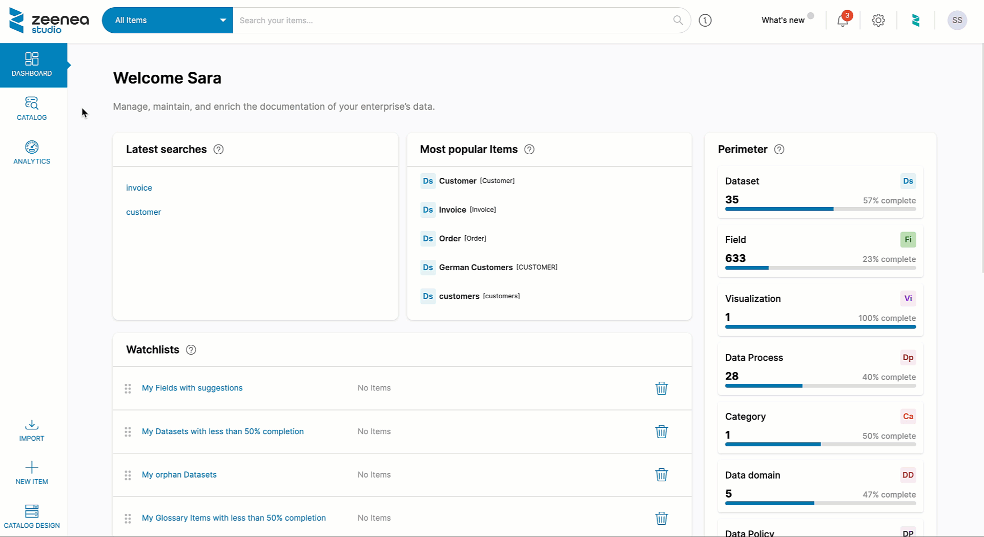Create Watchlist Zeenea Studio