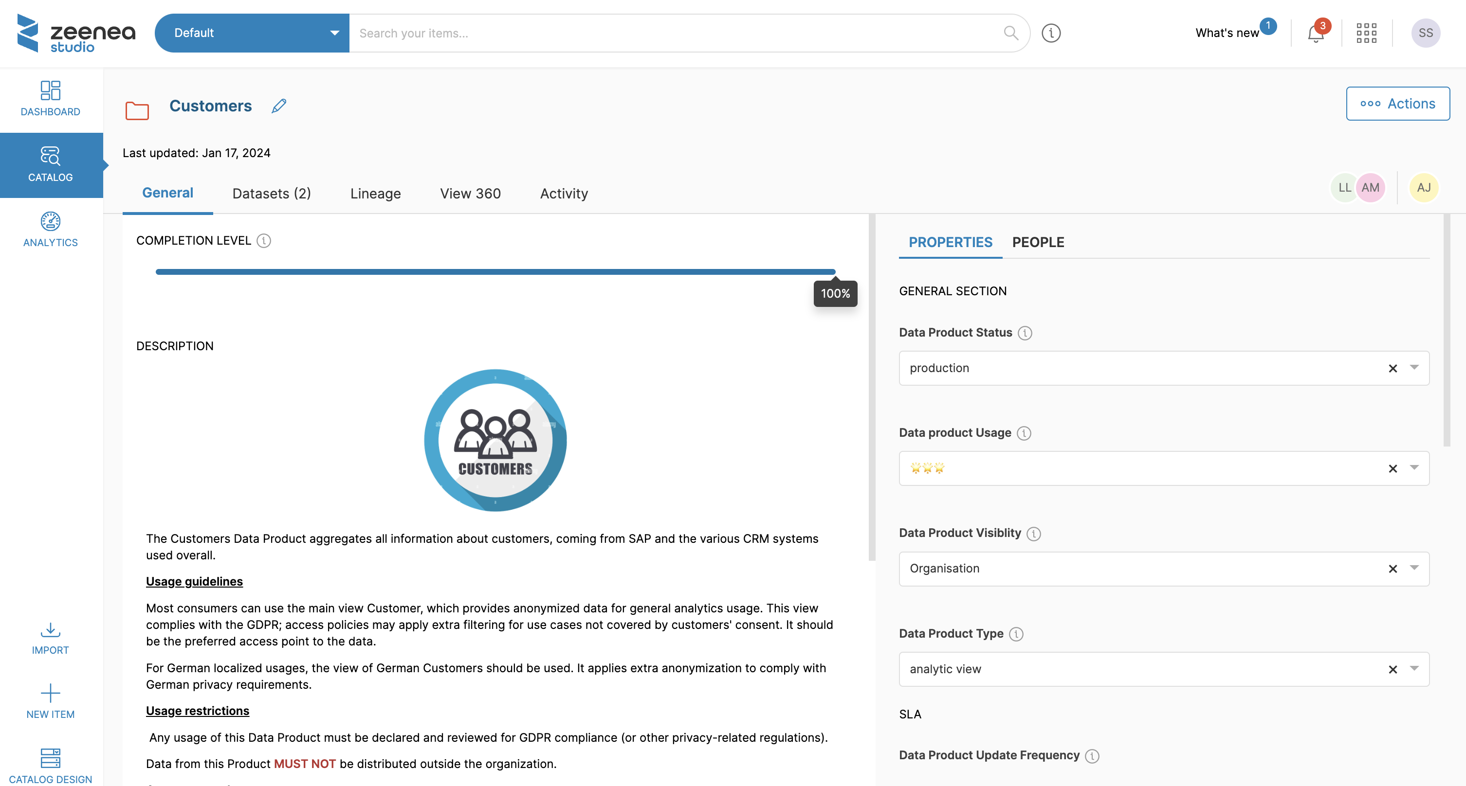 Data Product General Tab Zeenea Studio Data Product General Tab Zeenea Studio