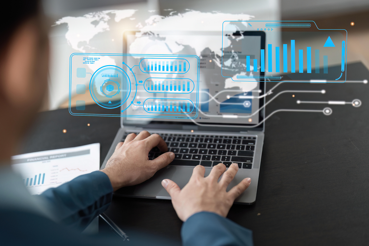 Businessman Concept Of Digital Data For Analyzing The Chart And Graph While Sitting In The Office Room Useing Laptop Businessman Concept Of Digital Data For Analyzing The Chart And Graph While Sitting In The Office Room Useing Laptop