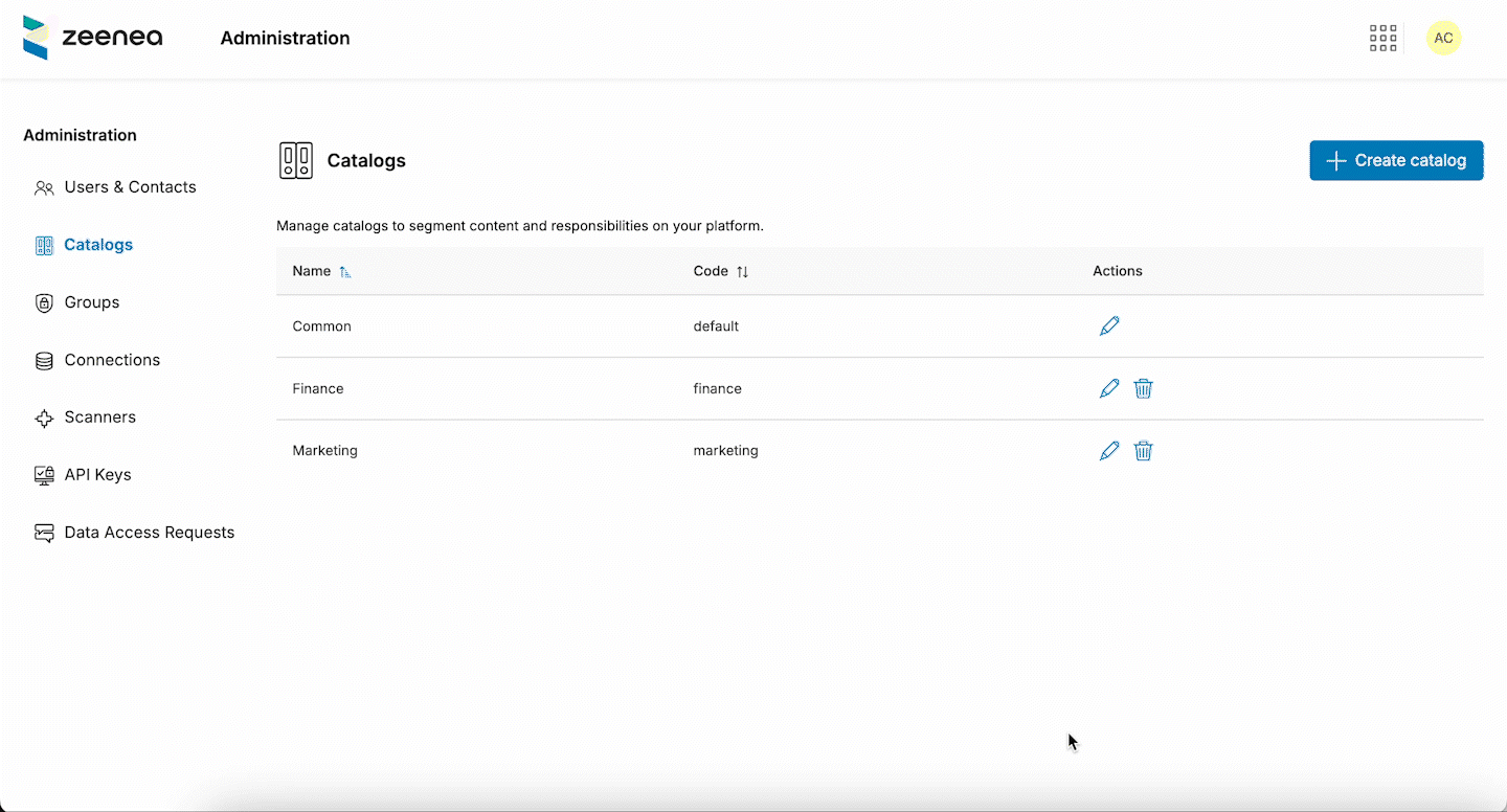 Creating catalogs - Zeenea Admin Creating catalogs - Zeenea Admin